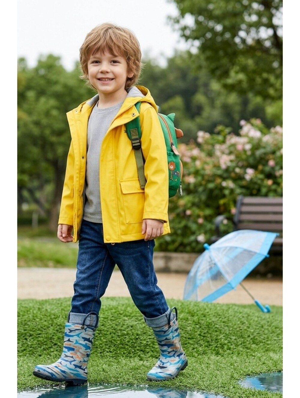 Member's Mark Light Up Shark Pull On Kid Rain Boots